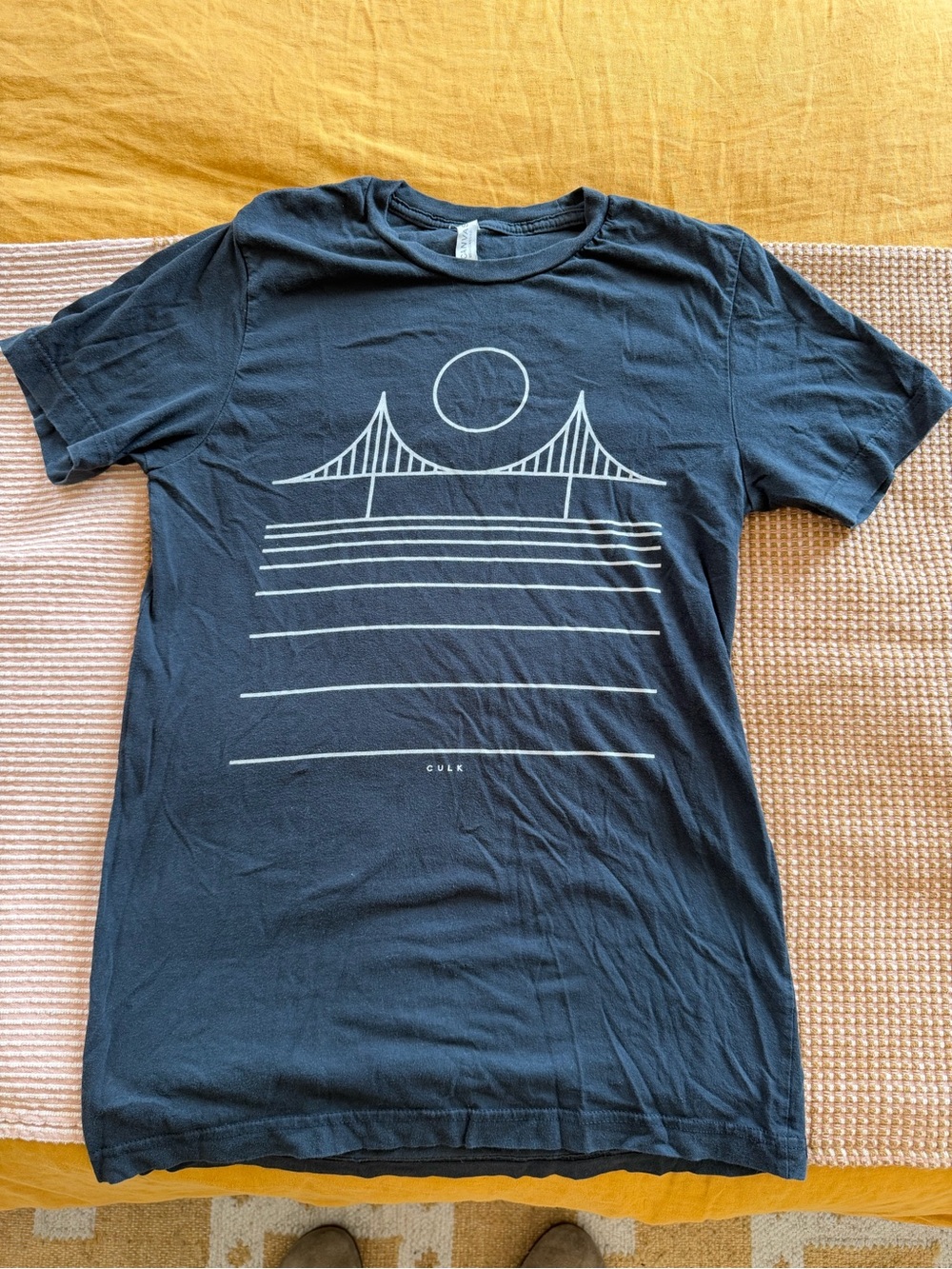 Culk SF San Francisco Black Tee with White GG Bridge & Sun Graphic